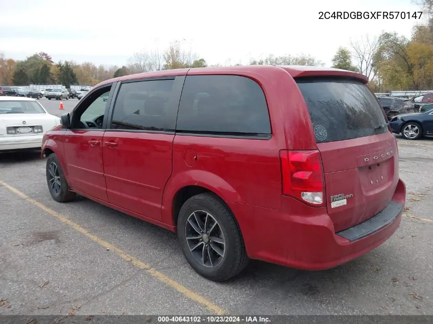 2015 Dodge Grand Caravan Se VIN: 2C4RDGBGXFR570147 Lot: 40643102