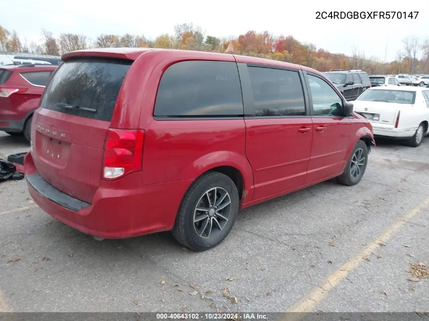 2015 Dodge Grand Caravan Se VIN: 2C4RDGBGXFR570147 Lot: 40643102