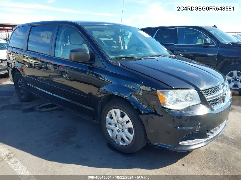 2015 Dodge Grand Caravan Se VIN: 2C4RDGBG0FR648581 Lot: 40645831