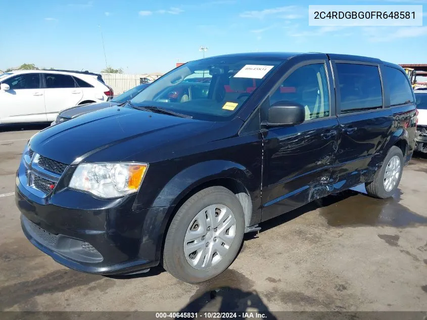 2015 Dodge Grand Caravan Se VIN: 2C4RDGBG0FR648581 Lot: 40645831