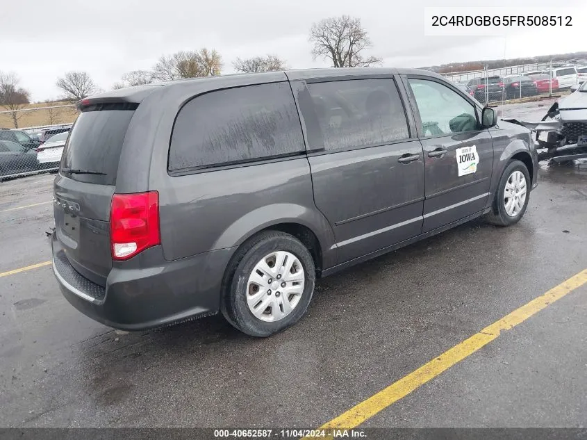 2015 Dodge Grand Caravan Se VIN: 2C4RDGBG5FR508512 Lot: 40652587