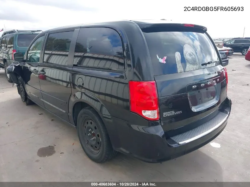 2015 Dodge Grand Caravan Se VIN: 2C4RDGBG5FR605693 Lot: 40683604