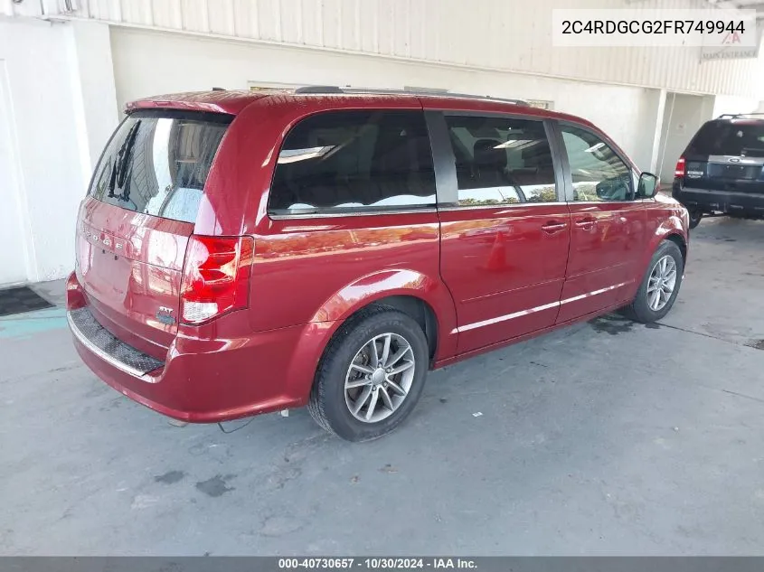 2015 Dodge Grand Caravan Sxt Plus VIN: 2C4RDGCG2FR749944 Lot: 40730657