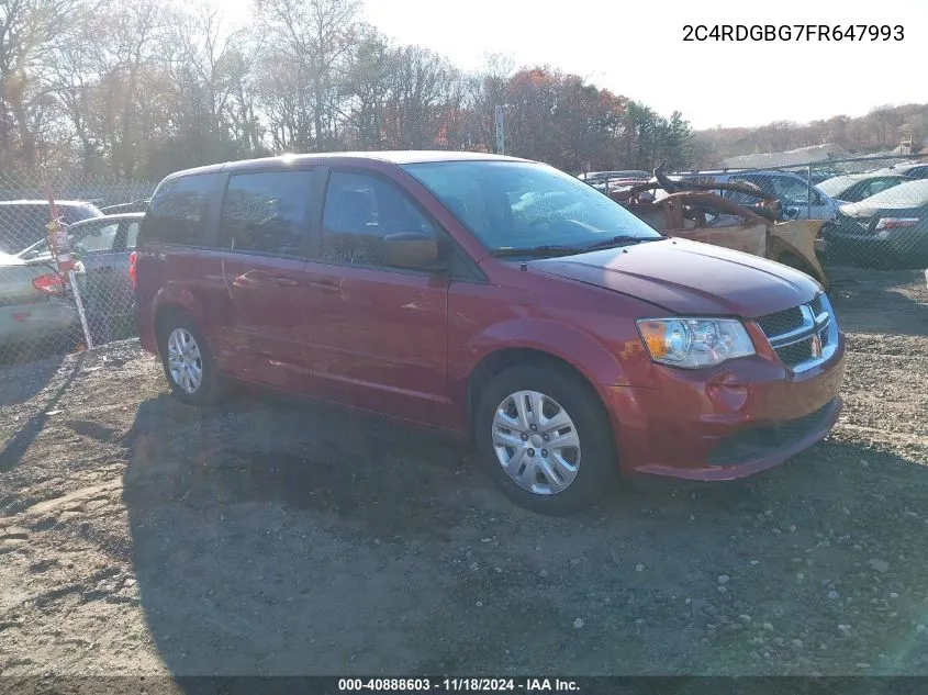 2015 Dodge Grand Caravan Se VIN: 2C4RDGBG7FR647993 Lot: 40888603