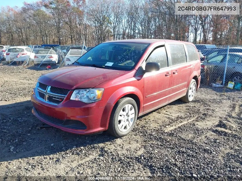 2015 Dodge Grand Caravan Se VIN: 2C4RDGBG7FR647993 Lot: 40888603