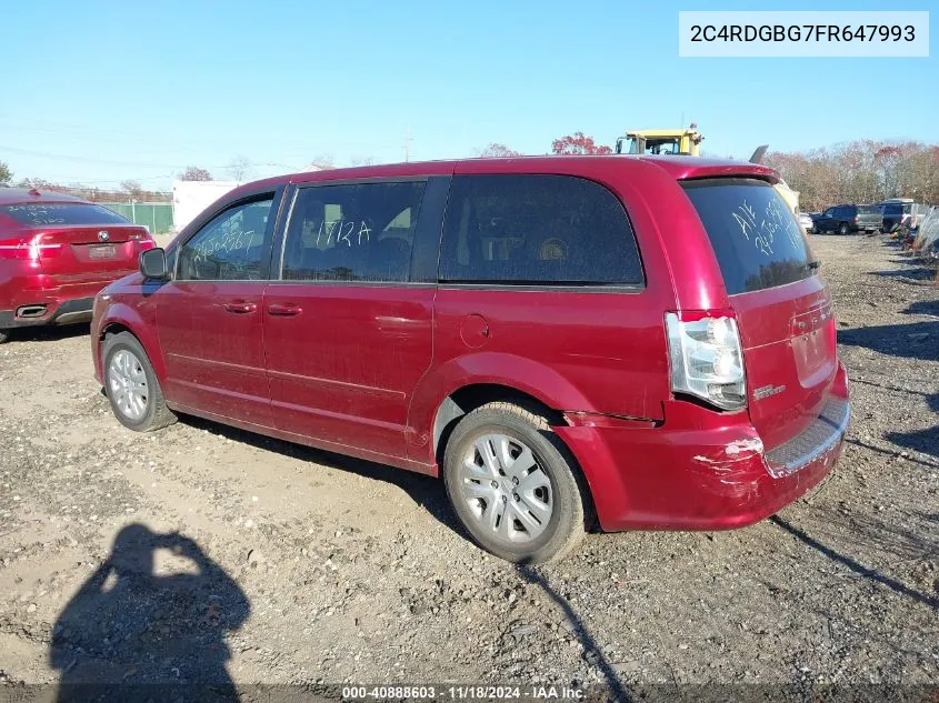 2015 Dodge Grand Caravan Se VIN: 2C4RDGBG7FR647993 Lot: 40888603