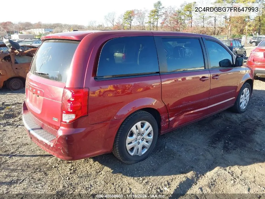 2015 Dodge Grand Caravan Se VIN: 2C4RDGBG7FR647993 Lot: 40888603