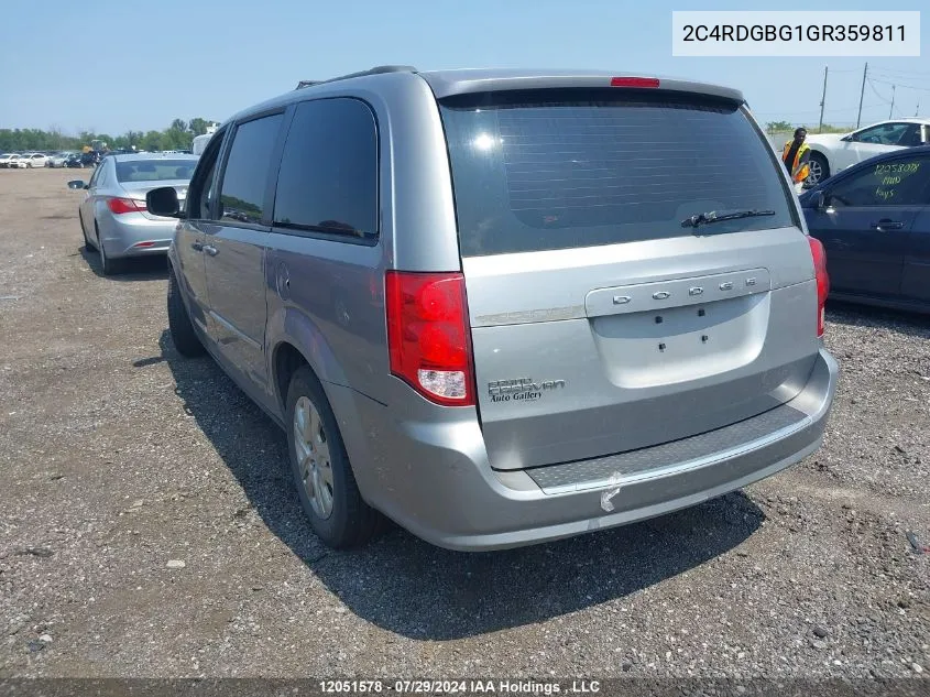 2016 Dodge Grand Caravan Se VIN: 2C4RDGBG1GR359811 Lot: 12051578