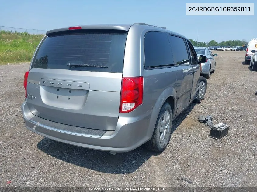 2016 Dodge Grand Caravan Se VIN: 2C4RDGBG1GR359811 Lot: 12051578