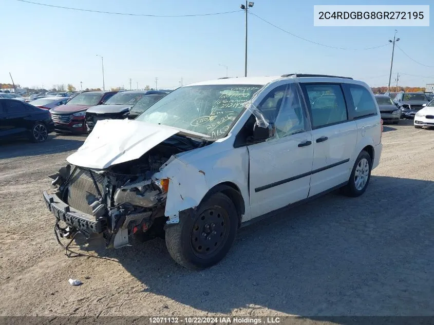 2016 Dodge Grand Caravan Se/Sxt VIN: 2C4RDGBG8GR272195 Lot: 12071132