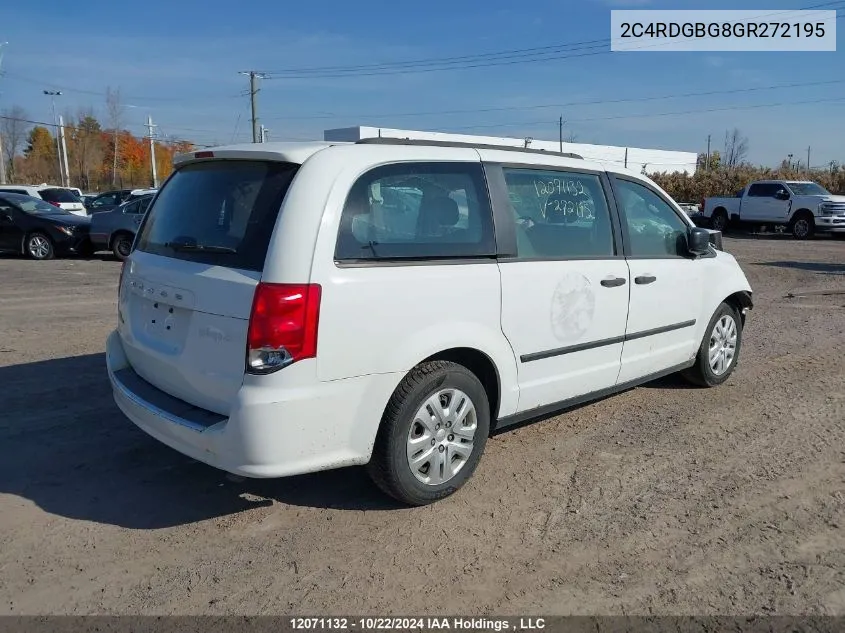 2016 Dodge Grand Caravan Se/Sxt VIN: 2C4RDGBG8GR272195 Lot: 12071132