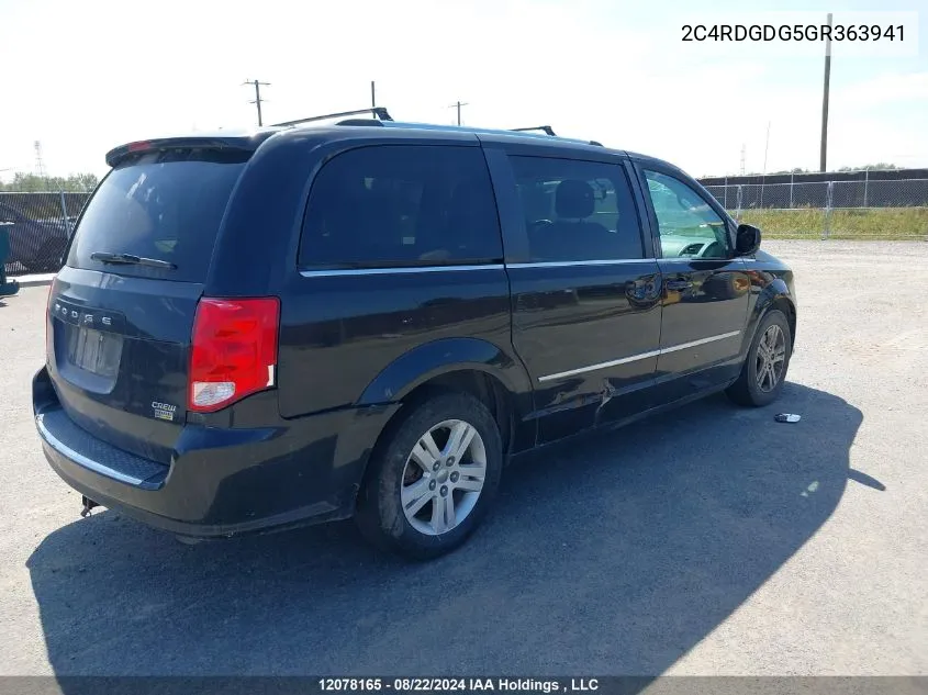 2C4RDGDG5GR363941 2016 Dodge Grand Caravan Crew