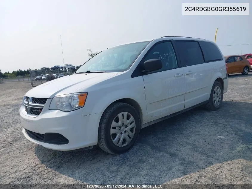 2016 Dodge Grand Caravan Se VIN: 2C4RDGBG0GR355619 Lot: 12079026