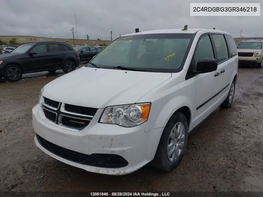 2016 Dodge Grand Caravan Se VIN: 2C4RDGBG3GR346218 Lot: 12081845