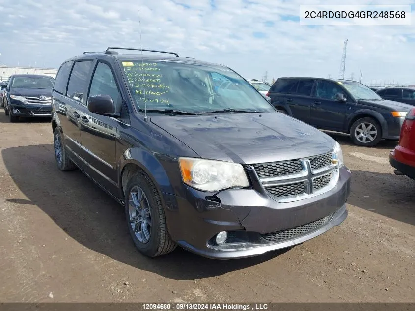 2016 Dodge Grand Caravan Crew VIN: 2C4RDGDG4GR248568 Lot: 12094680