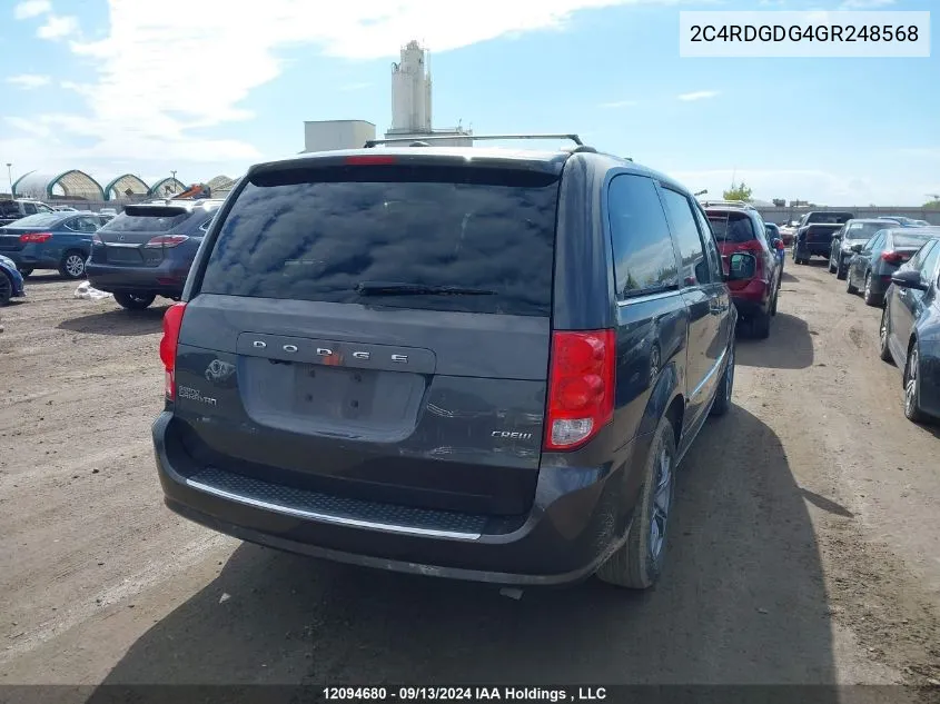 2C4RDGDG4GR248568 2016 Dodge Grand Caravan Crew