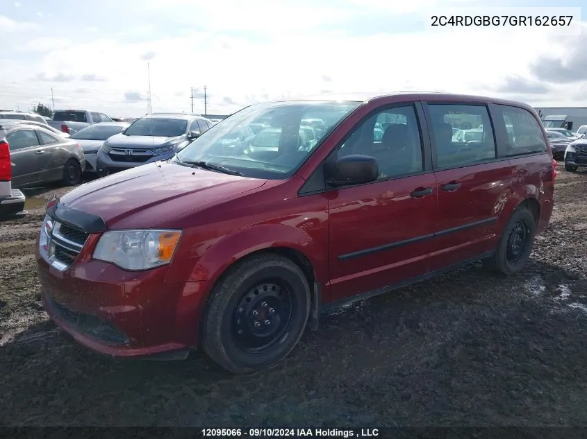 2016 Dodge Grand Caravan Se/Sxt VIN: 2C4RDGBG7GR162657 Lot: 12095066