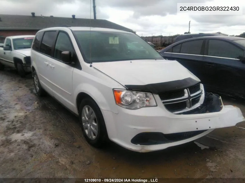 2C4RDGBG2GR322430 2016 Dodge Grand Caravan Se/Sxt