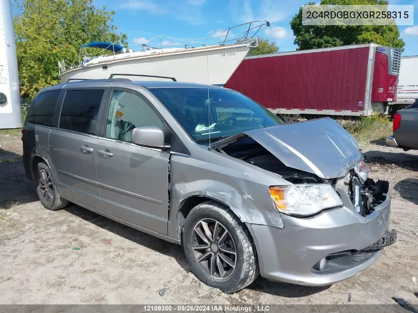 2016 Dodge Grand Caravan Se/Sxt VIN: 2C4RDGBGXGR258315 Lot: 12109350