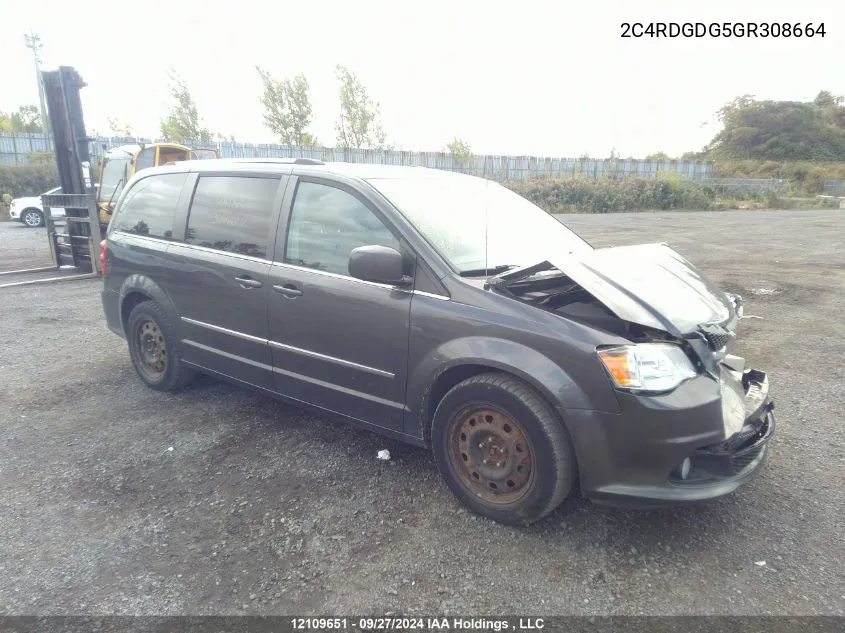 2016 Dodge Grand Caravan Crew VIN: 2C4RDGDG5GR308664 Lot: 12109651