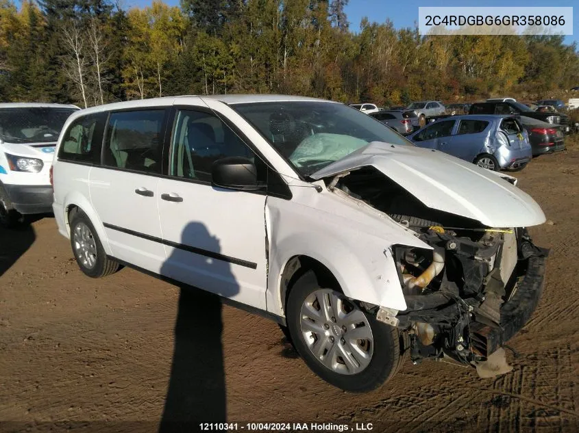 2016 Dodge Grand Caravan Se/Sxt VIN: 2C4RDGBG6GR358086 Lot: 12110341