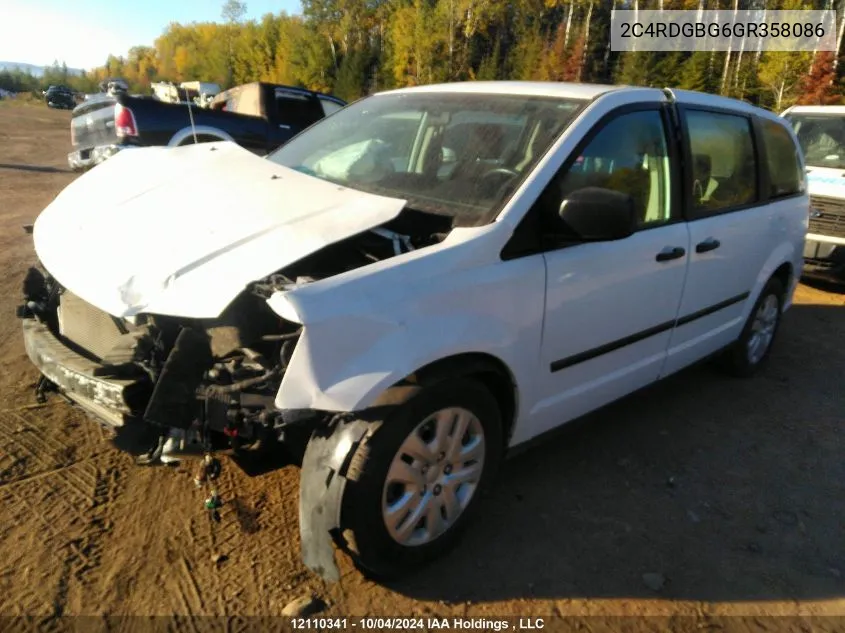 2016 Dodge Grand Caravan Se/Sxt VIN: 2C4RDGBG6GR358086 Lot: 12110341