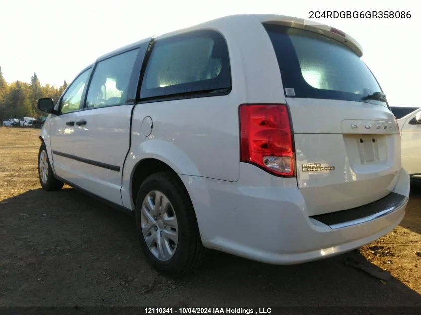 2C4RDGBG6GR358086 2016 Dodge Grand Caravan Se/Sxt