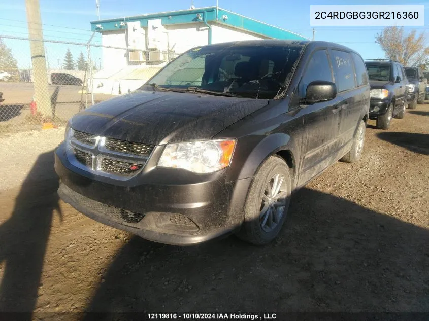 2C4RDGBG3GR216360 2016 Dodge Grand Caravan Se