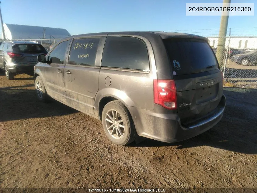 2C4RDGBG3GR216360 2016 Dodge Grand Caravan Se