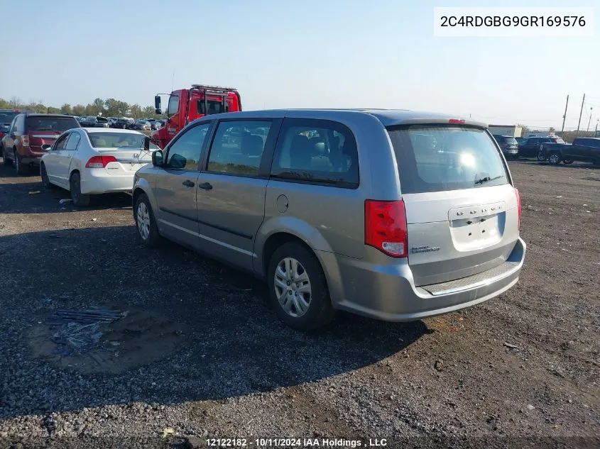 2016 Dodge Grand Caravan Se VIN: 2C4RDGBG9GR169576 Lot: 12122182