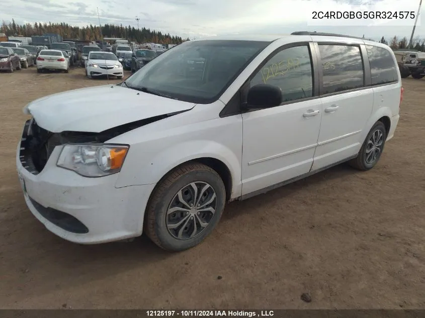 2016 Dodge Grand Caravan Se VIN: 2C4RDGBG5GR324575 Lot: 12125197