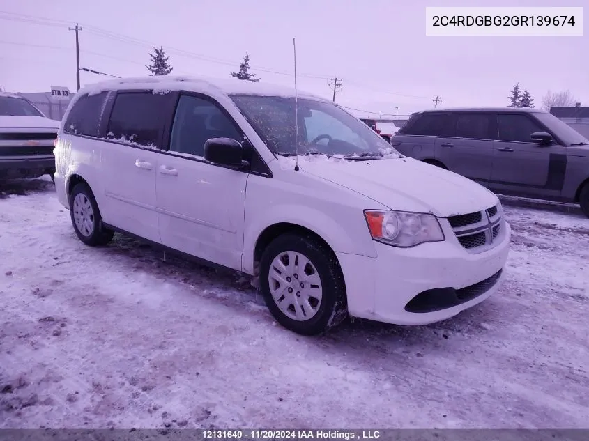 2016 Dodge Grand Caravan Se VIN: 2C4RDGBG2GR139674 Lot: 12131640