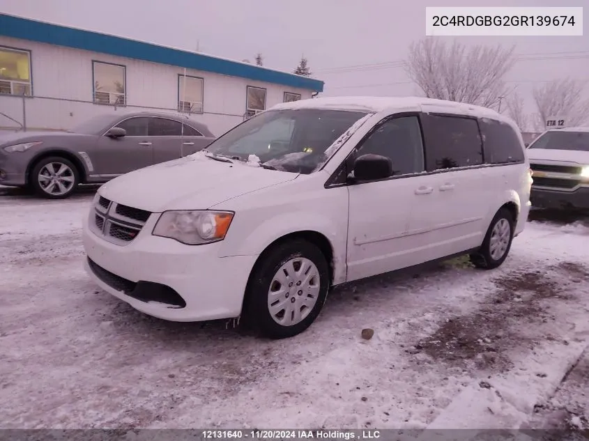 2016 Dodge Grand Caravan Se VIN: 2C4RDGBG2GR139674 Lot: 12131640