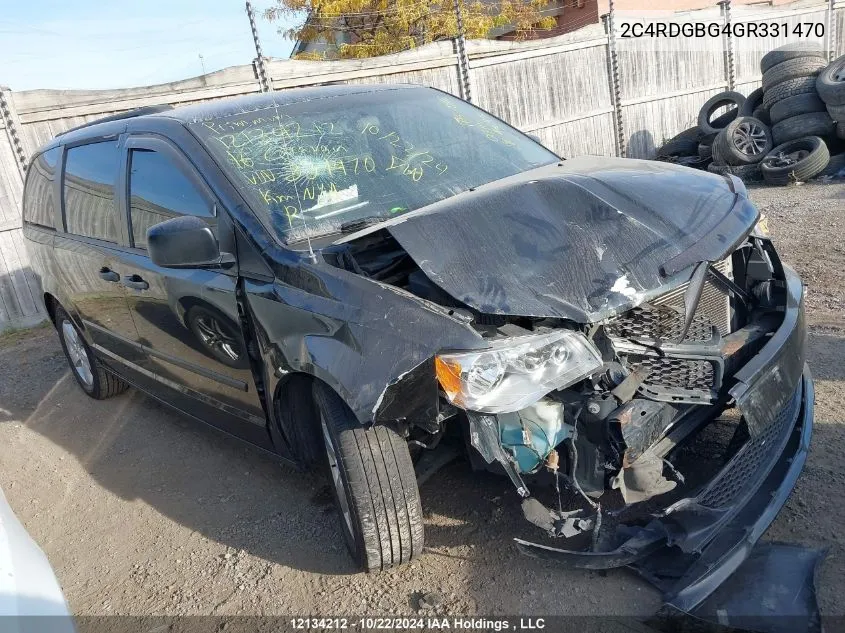 2016 Dodge Grand Caravan Se VIN: 2C4RDGBG4GR331470 Lot: 12134212