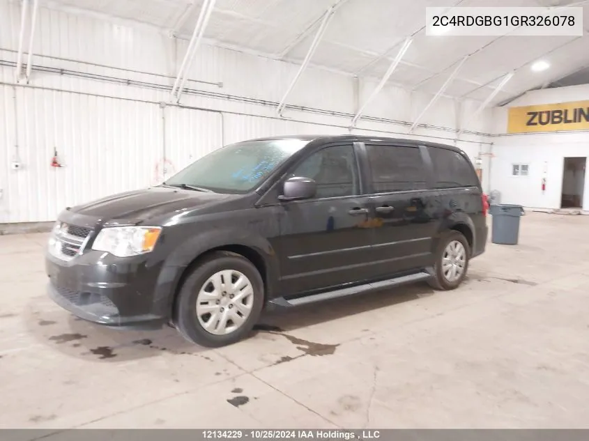 2016 Dodge Grand Caravan Se VIN: 2C4RDGBG1GR326078 Lot: 12134229