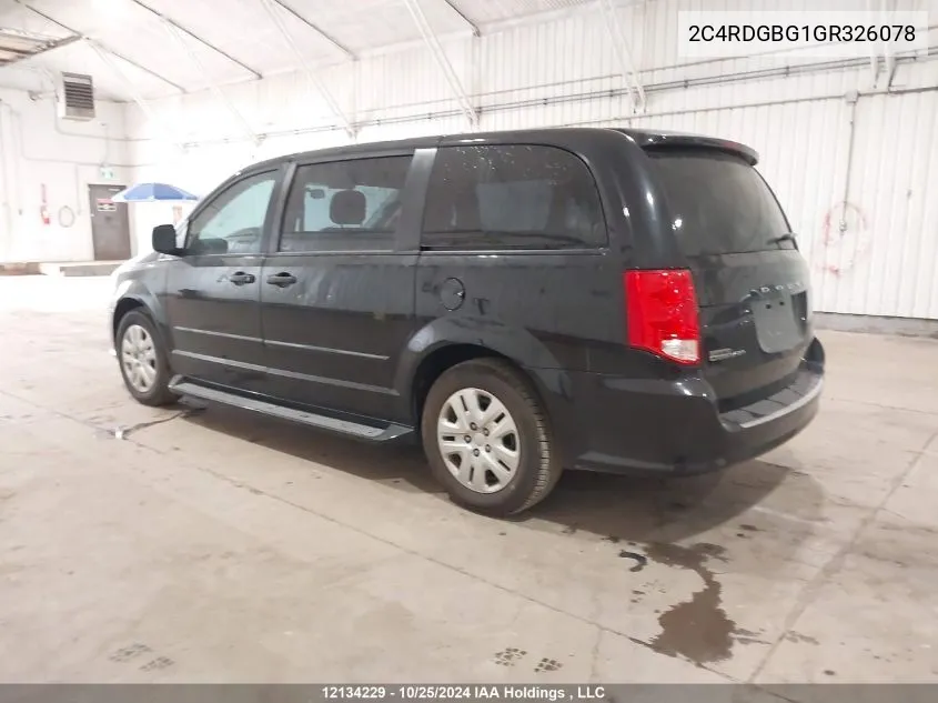 2016 Dodge Grand Caravan Se VIN: 2C4RDGBG1GR326078 Lot: 12134229