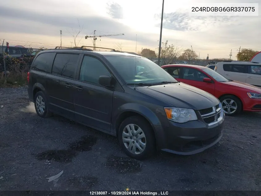 2016 Dodge Grand Caravan Se VIN: 2C4RDGBG6GR337075 Lot: 12138087