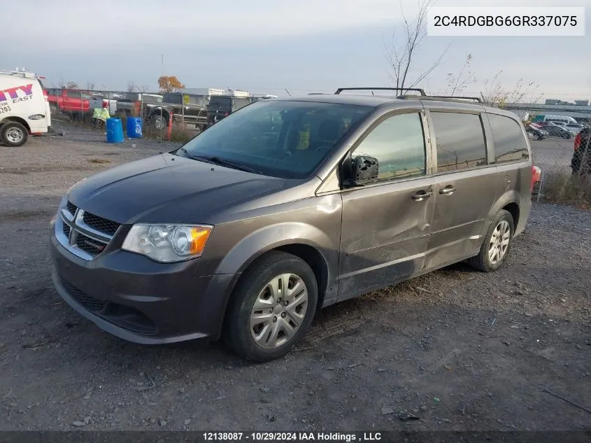 2016 Dodge Grand Caravan Se VIN: 2C4RDGBG6GR337075 Lot: 12138087