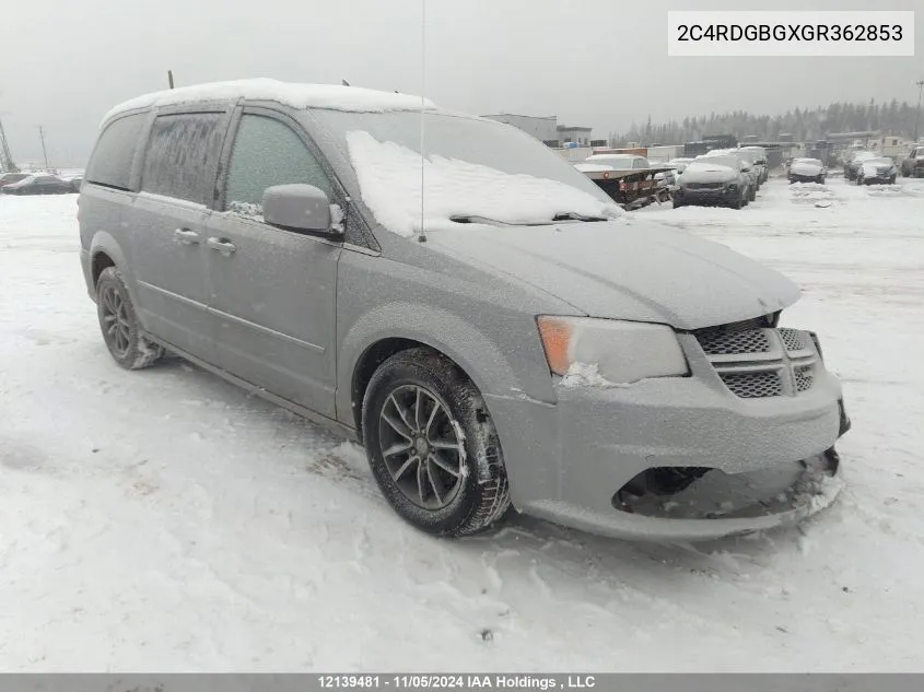 2016 Dodge Grand Caravan Se VIN: 2C4RDGBGXGR362853 Lot: 12139481