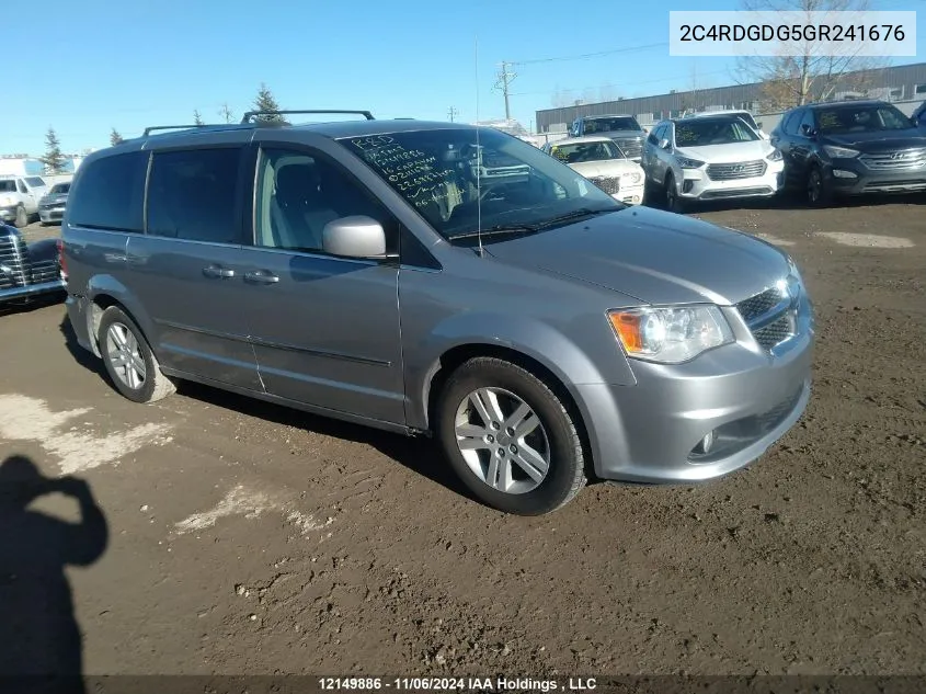 2016 Dodge Grand Caravan Crew VIN: 2C4RDGDG5GR241676 Lot: 12149886