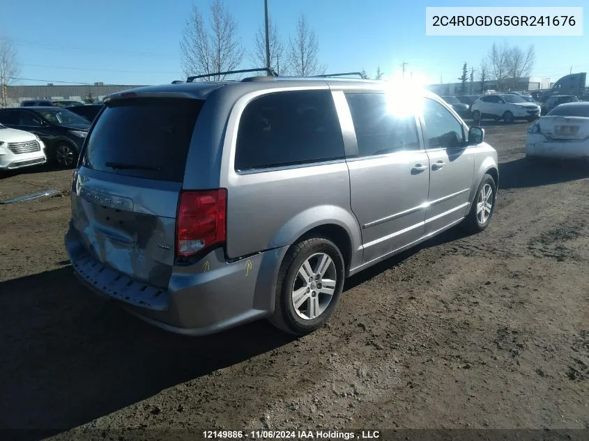 2016 Dodge Grand Caravan Crew VIN: 2C4RDGDG5GR241676 Lot: 12149886