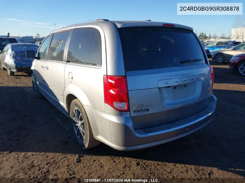 2016 Dodge Grand Caravan Se/Sxt VIN: 2C4RDGBG9GR308878 Lot: 12150847