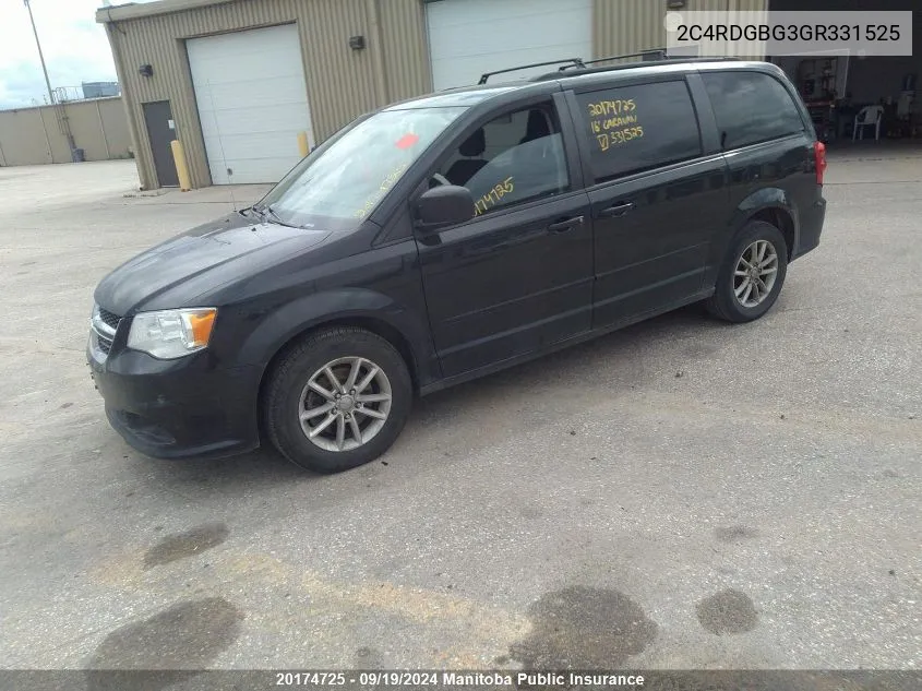 2C4RDGBG3GR331525 2016 Dodge Grand Caravan Sxt