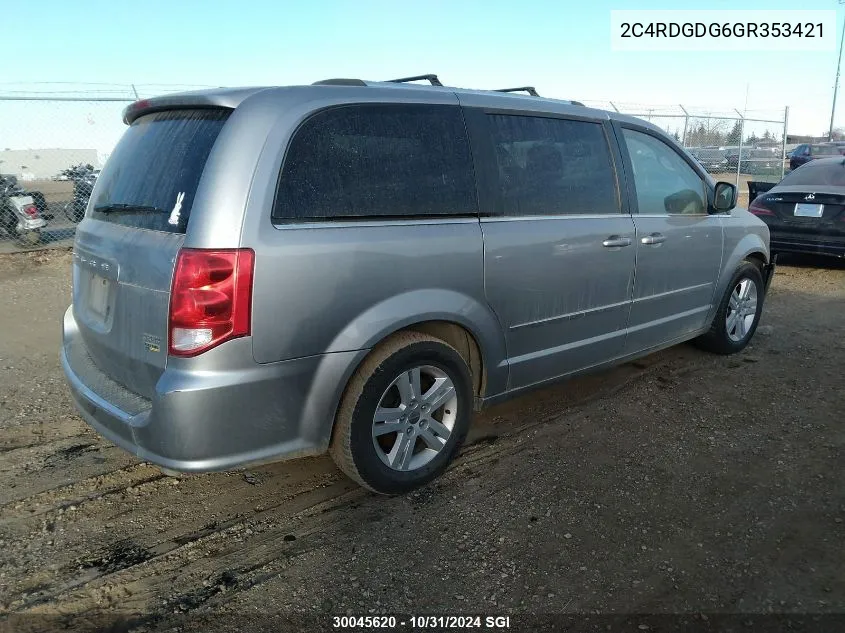 2016 Dodge Grand Caravan Crew VIN: 2C4RDGDG6GR353421 Lot: 30045620