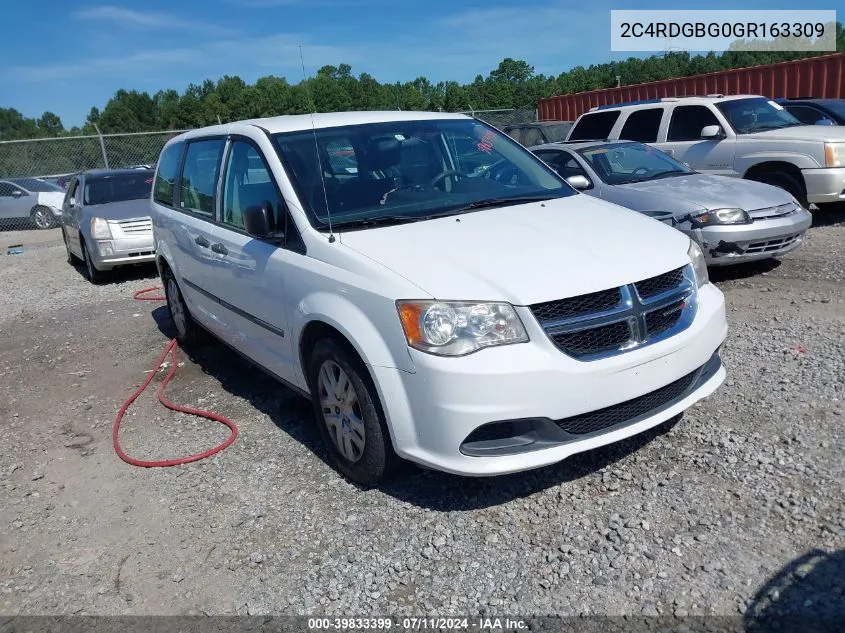 2016 Dodge Grand Caravan American Value Pkg VIN: 2C4RDGBG0GR163309 Lot: 39833399