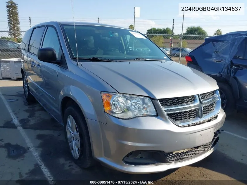 2016 Dodge Grand Caravan Se VIN: 2C4RDGBG4GR134637 Lot: 39851476