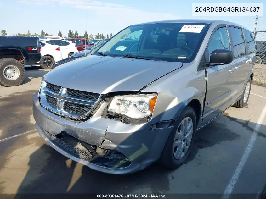 2016 Dodge Grand Caravan Se VIN: 2C4RDGBG4GR134637 Lot: 39851476