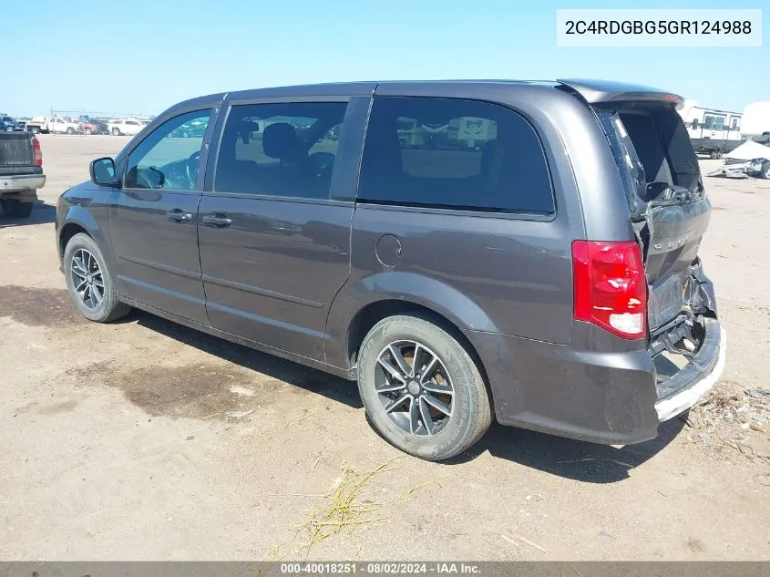 2C4RDGBG5GR124988 2016 Dodge Grand Caravan Se Plus