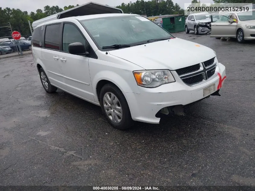 2016 Dodge Grand Caravan Se VIN: 2C4RDGBG0GR152519 Lot: 40030205