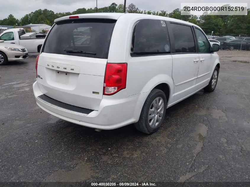 2016 Dodge Grand Caravan Se VIN: 2C4RDGBG0GR152519 Lot: 40030205